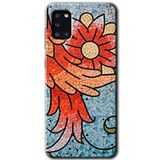 MRCİLETİSİM mrc7381 Mozaik Çiçek Kılıf Baskılı Kapak 5D Tam Kaplayan Cam Samsung Galaxy A31 ile uyumlu
