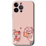 MRCİLETİSİM mrc74151 Meyveli Süt Kılıf HD Desen Baskılı Arka Kapak Temperli Cam iPhone 14 Pro ile uyumlu