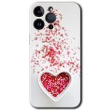 MRCİLETİSİM mrc74241 Kalpli Şekerleme Kılıf HD Desen Baskılı Arka Kapak Temperli Cam iPhone 14 Pro ile uyumlu