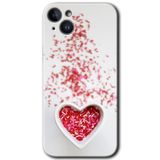 MRCİLETİSİM mrc74791 Kalpli Şekerleme Kılıf HD Desen Baskılı Arka Kapak Temperli Cam iPhone 14 ile uyumlu
