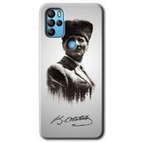 MRCİLETİSİM mrc76904 Mustafa Kemal Atatürk Kılıf HD Desen Baskılı Arka Kapak Temperli Cam Omix X500 ile uyumlu
