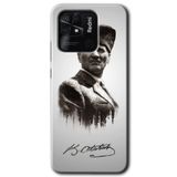 MRCİLETİSİM (mrc77069) Mustafa Kemal Atatürk Kılıf HD Desen Baskılı Arka Kapak+Temperli Cam Xiaomi Redmi 10C ile uyumlu