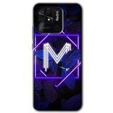 MRCİLETİSİM (mrc77096) Dark Neon Yaprak M Harfi Kılıf HD Desen Baskılı Arka Kapak+Temperli Cam Xiaomi Redmi 10C ile uyumlu