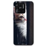 MRCİLETİSİM (mrc77132) Kedi Bakışı Kılıf HD Desen Baskılı Arka Kapak+Temperli Cam Xiaomi Redmi 10C ile uyumlu