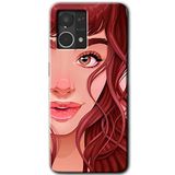 MRCİLETİSİM mrc77250 Kızıl Kız Kılıf HD Desen Baskılı Arka Kapak+Temperli Cam Oppo Reno 7 4G ile uyumlu
