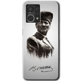 MRCİLETİSİM mrc77454 Mustafa Kemal Atatürk Kılıf HD Desen Baskılı Arka Kapak+Temperli Cam Oppo Reno 7 4G ile uyumlu
