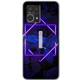 MRCİLETİSİM mrc77476 Dark Neon Yaprak İ Harfi Kılıf HD Desen Baskılı Arka Kapak+Temperli Cam Oppo Reno 7 4G ile uyumlu