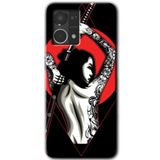 MRCİLETİSİM mrc77508 Samurai Girl Kılıf HD Desen Baskılı Arka Kapak+Temperli Cam Oppo Reno 7 4G ile uyumlu