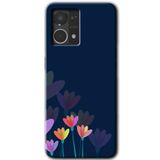 MRCİLETİSİM mrc77539 Çizim Çiçekleri Kılıf HD Desen Baskılı Arka Kapak+Temperli Cam Oppo Reno 7 4G ile uyumlu