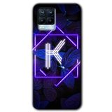 MRCİLETİSİM (mrc7794) Dark Neon Yaprak K Harfi Kılıf Baskılı Kapak Tam Kaplayan Mat Seramik Realme 8 ile uyumlu