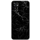 MRCİLETİSİM mrc79973 Siyah Mermer Kılıf HD Desen Baskılı Arka Kapak+Temperli Cam Xiaomi Redmi Note 11 5G Global ile uyumlu