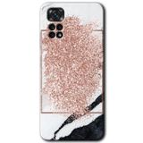 MRCİLETİSİM mrc80035 Simli Mermer Kılıf HD Desen Baskılı Arka Kapak+Temperli Cam Xiaomi Redmi Note 11 5G Global ile uyumlu