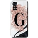 MRCİLETİSİM mrc80065 Mermer Desenli G Harf Kılıf HD Desen Baskılı Arka Kapak+Temperli Cam Xiaomi Redmi Note 11 5G Global ile uyumlu