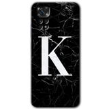 MRCİLETİSİM mrc80143 Mermer Desenli K Harf Kılıf HD Desen Baskılı Arka Kapak+Temperli Cam Xiaomi Redmi Note 11 5G Global ile uyumlu