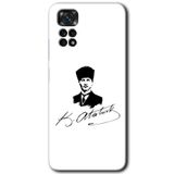 MRCİLETİSİM mrc80197 Kemal Atatürk İmza Kılıf HD Desen Baskılı Arka Kapak+Temperli Cam Xiaomi Redmi Note 11 5G Global ile uyumlu
