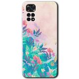 MRCİLETİSİM mrc81453 Çizim Yapraklar Kılıf HD Desen Baskılı Arka Kapak+Temperli Cam Xiaomi Redmi Note 11s 5G Global ile uyumlu