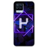 MRCİLETİSİM (mrc8340) Dark Neon Yaprak H Harfi Kılıf Baskılı Kapak Tam Kaplayan Mat Seramik Realme 8 Pro ile uyumlu
