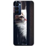 MRCİLETİSİM mrc83567 Kedi Bakışı Kılıf HD Desen Baskılı Arka Kapak+Temperli Cam Tecno Camon 18 ile uyumlu