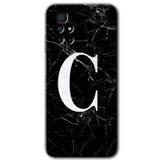 MRCİLETİSİM (mrc85247) Siyah Mermer Desenli C Harfi Kılıf HD Desen Baskılı Arka Kapak Xiaomi Redmi 10 ile uyumlu