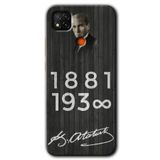 MRCİLETİSİM (mrc85831) Atatürk Ahşap İmza Kılıf HD Desen Baskılı Arka Kapak Xiaomi Redmi 9c ile uyumlu
