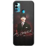 MRCİLETİSİM mrc86798 Kemal Atatürk Kılıf HD Desen Baskılı Arka Kapak+Temperli Cam Tecno Spark 7T ile uyumlu