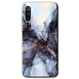MRCİLETİSİM mrc90265 Otantik Mermer Kılıf HD Desen Baskılı Arka Kapak Temperli Cam Xiaomi Mi 9 SE ile uyumlu