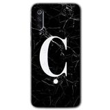 MRCİLETİSİM mrc90583 Siyah Mermer Desenli Ç Harfi Kılıf HD Desen Baskılı Arka Kapak Temperli Cam Xiaomi Mi 9 SE ile uyumlu