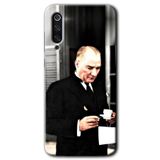 MRCİLETİSİM mrc90621 Atatürk Türk Kahvesi Kılıf HD Desen Baskılı Arka Kapak Temperli Cam Xiaomi Mi 9 SE ile uyumlu