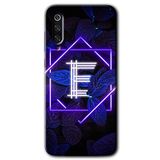 MRCİLETİSİM mrc90671 Dark Neon Yaprak E Harfi Kılıf HD Desen Baskılı Arka Kapak Temperli Cam Xiaomi Mi 9 SE ile uyumlu