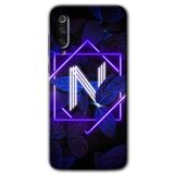 MRCİLETİSİM mrc90682 Dark Neon Yaprak N Harfi Kılıf HD Desen Baskılı Arka Kapak Temperli Cam Xiaomi Mi 9 SE ile uyumlu