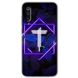 MRCİLETİSİM mrc90701 Dark Neon Yaprak T Harfi Kılıf HD Desen Baskılı Arka Kapak Temperli Cam Xiaomi Mi 9 SE ile uyumlu