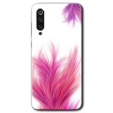 MRCİLETİSİM mrc90749 Pembe Tüy Kılıf HD Desen Baskılı Arka Kapak Temperli Cam Xiaomi Mi 9 SE ile uyumlu