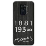MRCİLETİSİM (mrc91331) Atatürk Ahşap İmza Kılıf HD Desen Baskılı Arka Kapak Xiaomi Redmi Note 9 ile uyumlu