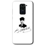 MRCİLETİSİM (mrc91362) Kemal Atatürk İmza Kılıf HD Desen Baskılı Arka Kapak Xiaomi Redmi Note 9 ile uyumlu