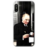 MRCİLETİSİM (mrc93536) Atatürk Türk Kahvesi Kılıf HD Desen Baskılı Arka Kapak Xiaomi Redmi Note 6 Pro ile uyumlu