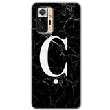 MRCİLETİSİM (mrc94598) Siyah Mermer Desenli Ç Harfi Kılıf HD Desen Baskılı Arka Kapak Xiaomi Redmi Note 10 Pro ile uyumlu