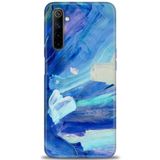 MRCİLETİSİM (mrc947) Tam Ekran Koruyucu Kılıf HD Baskılı Kılıf Mavi Beyaz Realme 6 ile uyumlu