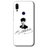 MRCİLETİSİM (mrc99062) Kemal Atatürk İmza Kılıf HD Desen Baskılı Arka Kapak Xiaomi Redmi Note 7 ile uyumlu