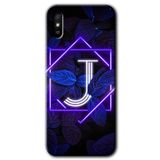 MRCİLETİSİM (mrc9993) Dark Neon Yaprak J Harfi Kılıf Baskılı Kapak Tam Kaplayan Mat Seramik Xiaomi Redmi 9A ile uyumlu