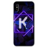MRCİLETİSİM (mrc9994) Dark Neon Yaprak K Harfi Kılıf Baskılı Kapak Tam Kaplayan Mat Seramik Xiaomi Redmi 9A ile uyumlu