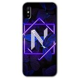 MRCİLETİSİM (mrc9997) Dark Neon Yaprak N Harfi Kılıf Baskılı Kapak Tam Kaplayan Mat Seramik Xiaomi Redmi 9A ile uyumlu