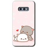 MRCİLETİSİMmrc-109 Kedi Aşkı Kılıf HD Desen Baskılı Arka Kapak + Temperli Cam Samsung Galaxy S10e ile uyumlu