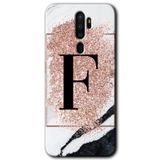 MRCİLETİSİMmrc-115815 Pembe Mermer Desenli F Harfi Kılıf Kapak Hayalet Ekran Yandan Gözükmez Oppo A9 2020 ile uyumlu