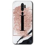 MRCİLETİSİMmrc-115819 Pembe Mermer Desenli I Harfi Kılıf Kapak Hayalet Ekran Yandan Gözükmez Oppo A9 2020 ile uyumlu