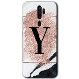 MRCİLETİSİMmrc-115837 Pembe Mermer Desenli Y Harfi Kılıf Kapak Hayalet Ekran Yandan Gözükmez Oppo A9 2020 ile uyumlu
