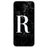 MRCİLETİSİMmrc-115902 Siyah Mermer Desenli R Harfi Kılıf Kapak Hayalet Ekran Yandan Gözükmez Oppo A9 2020 ile uyumlu