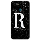 MRCİLETİSİMmrc-117552 Siyah Mermer Desenli R Harfi Kılıf Kapak Hayalet Ekran Yandan Gözükmez Oppo Ax7 ile uyumlu