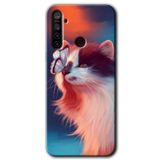 MRCİLETİSİMmrc-121748 Cat Butterfly Kılıf Kapak Hayalet Ekran Yandan Gözükmez Realme 5i ile uyumlu