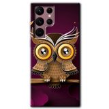 MRCİLETİSİMmrc-12185 Owl Bird Branch Kılıf HD Desen Baskılı Arka Kapak Samsung Galaxy S22 Ultra ile uyumlu