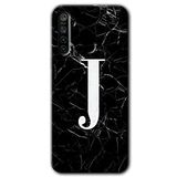 MRCİLETİSİMmrc-121943 Siyah Mermer Desenli J Harfi Kılıf Kapak Hayalet Ekran Yandan Gözükmez Realme 5i ile uyumlu